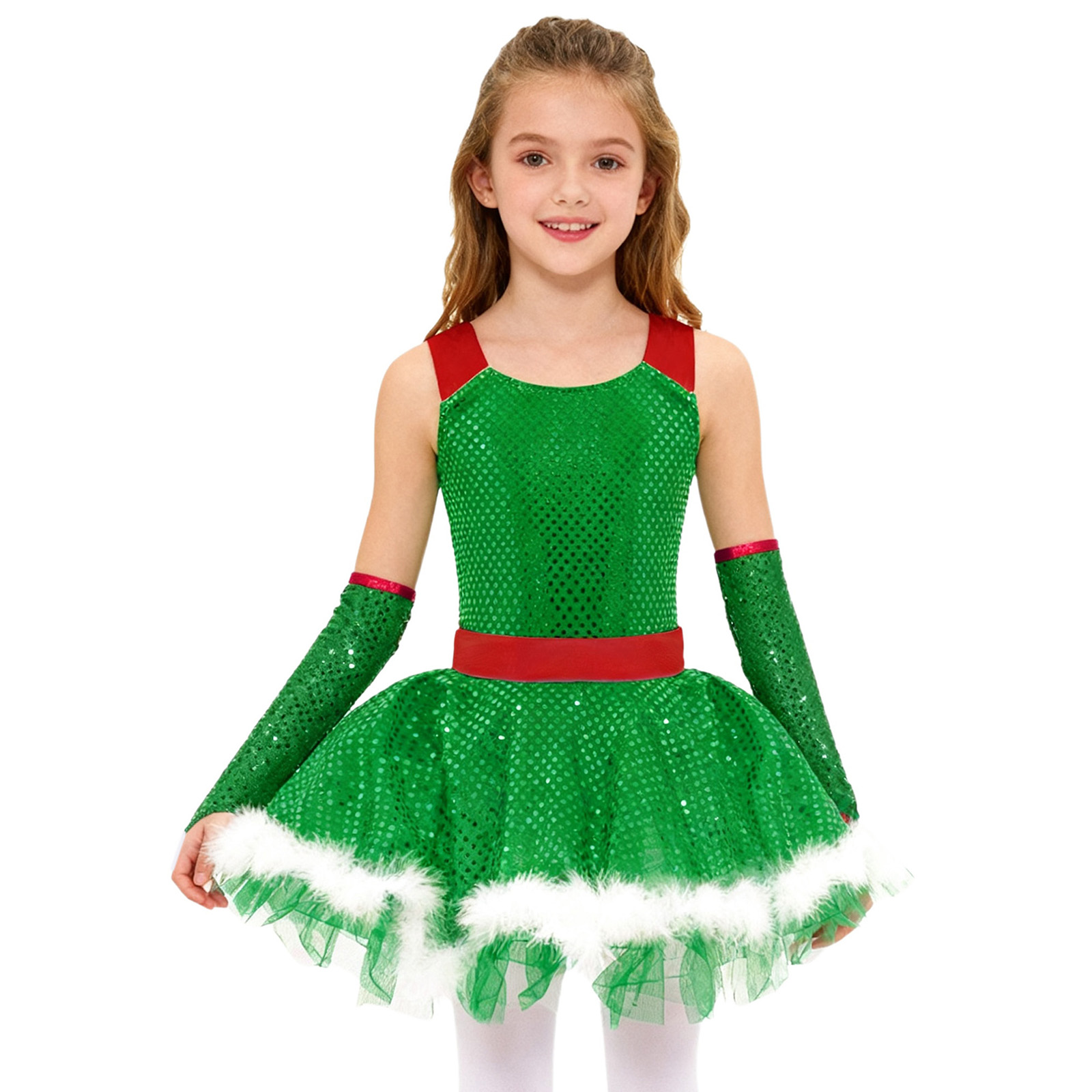 Elf Costume Christmas - Girls Christmas Dance Tutu Dress Santa