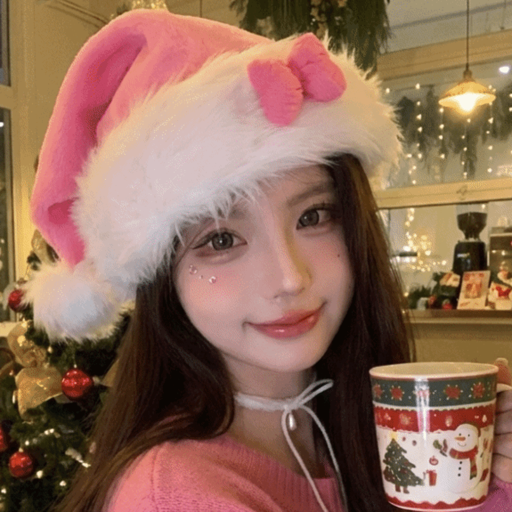 Chic Star Pattern Pink Bow San - огляд і ціна Santa Hat Plush