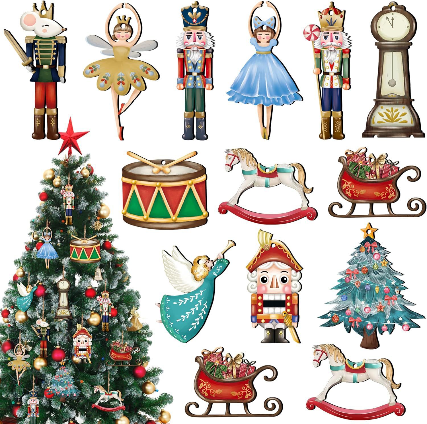 12Pcs/Set Wooden Nutcracker Pu - огляд і ціна Nutcracker Figurine